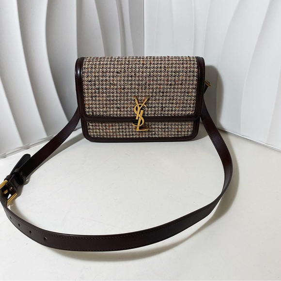 Yves Saint Laurent Handbags - YSL Saint Laurent Tweed & Leather Solferino Shoulder Bag